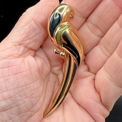 Vintage Bird Brooch Parrot Animal Pin GoldTone Modernist