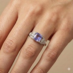 Vintage Platinum Engagement Ring 1.03CT. Natural Blue Sapphire Radiant Shape