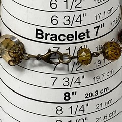 Glass Bead Bracelet Antique Gold Tone Yellow Red Faceted Surface Coated 7.25