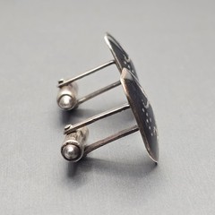 VTG Siam Sterling Silver Niello Cufflinks .75in Thai Dancer Signed Willy Co