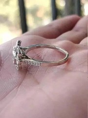 Art Deco Style Round Cut Lab Created Diamond 14K White Gold FN Engagement Ring