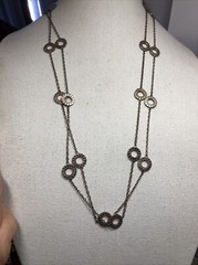 19. 925 Sterling Anna Beck Style Dot O Rings Linked Chain Necklace 43.3g, 60″
