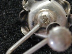 Vtg 835 Silver 3D Rose Bracelet Brooch Screw Back Earrings 3 pc Set Pin European