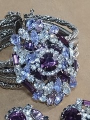 Vintage Hobe Five-strand Rhinestone Bracelet & Clip On Earrings Set