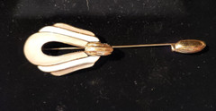 Vtg Signed TRIFARI Gold Tone/Enamel Stick Pin 80s-90s 3.5 inches