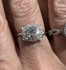 ESTATE MASSIVE 1CT CENTER EUROPEAN CUT NATURAL DIAMOND ENGAGEMENT RING PLATINUM