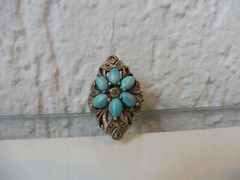 Beautiful, old ring 925 silver with turquoises and Markasite!