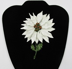 Vintage Enameled Metal White Poinsettia Flower Brooch Christmas Holiday 5”