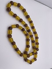 Vintage Glass Bead Necklace Yellow Brown Speckled Yellow Green Red