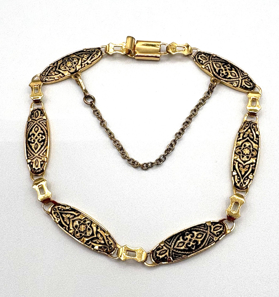 Vintage Roman Damascene Bracelet Maker signed IA Excellent Condition / Free Ship