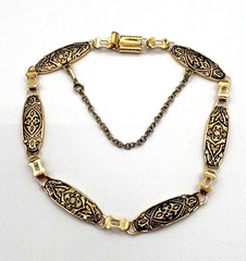 Vintage Roman Damascene Bracelet Maker signed IA Excellent Condition / Free Ship