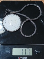 Vtg. Bali Wheat Design Sterling Silver & Shiva Eye Shell Round Pendant/Necklace