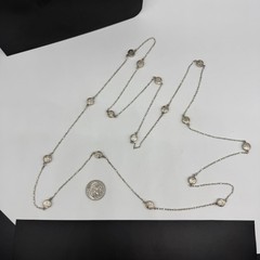 Vintage Sterling Silver Floral Engraved Station Link Chain 56″ Necklace 29.3g