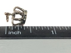 Vtg Sterling Silver Royal Cage Crown King Queen Bracelet Charm Pendant