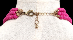 VTG Y2K Chunky Hot Pink Charming Charlie Oversized Beaded Statement Necklace 21″