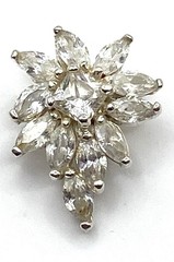Vintage Sterling Silver CZ Flower Sparkling Pendant 1” Long