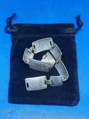 Alpaca Silver hammered Bracelet Bangle Size 7″ x 0.5″ Germany WW2 Africa Rommel