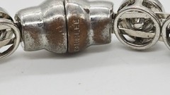 Carolee Tennis Bracelet White Round Crystal Silver tone Magnetic Signed 8.5 in