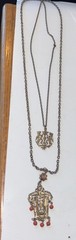 Vintage Victorian Revival Griffin Pendant Dbl Necklace Gothic Heraldic Gold Tone