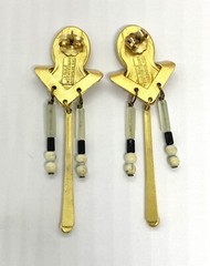 VTG Gale Rothstein Designs Inc Metal Semi Precious Stones Dangle Earrings 3.1/4”