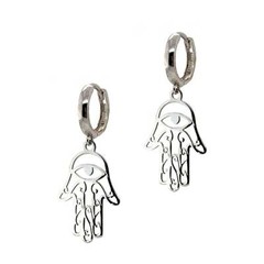 Sterling Silver Dangle Hoop Huggie Earrings