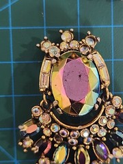 Vtg Hollycraft 1956 Peacock Blue Ab Clip Earrings Iridescent Glass Articulated