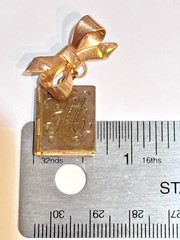 Vintage 1940s Sweetheart Bow Book Locket Brooch Pin Gold Tone Monogram M Photo