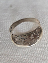Vtg Signed Mark Anthony Open Work Heart Design Size 8 Sterling Silver Band Ring