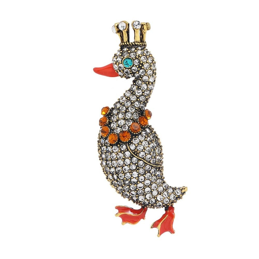 Rhinestone Duck Animal Brooch Pin for Women Gold Plated Fashion Crystal Queen…