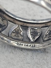 13 HEARTS OPEN WEAVE Vintage 925 Sterling Silver Band Ring Size 5.25 To 5.50