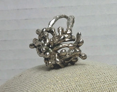 Vintage Sterling Silver Statement Textured Spike Ring Size 9 Adjustable