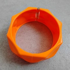 All Vintage ORANGE Bangle Bracelet Lot Hinge Plastic Glitter Acrylic Sz 8-8.5