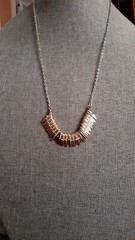 Vintage Rhinestone accent Gold Tone fringe Bib Necklace Silvertone Chain 26 in”
