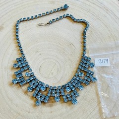 Regal Necklace VTG Jewels Austrian Crystal Rhinestone Art Deco Blue Choker 15″