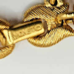 Vintage Monet Bolero Bracelet with two Filigree Etruscan Style Charms Gold Tone