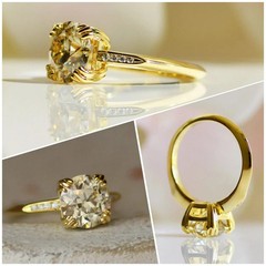 Art Deco Antique 1.50 Ct Diamond Vintage Engagement Ring 14K Yellow Gold Finish