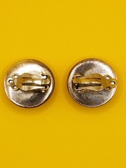 Vintage Zina Domed Swirl Motif Button Sterling Silver Clip On Earrings