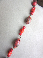 Vintage speckled art glass linked chain necklace , 24″ long