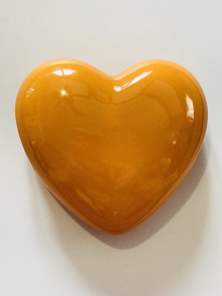 Vintage Solid Orange Heart Scarf Ring Large Ceramic 3.5″ x 3″