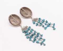925 Sterling Silver Vintage Earrings SILVER CLOUD Dangling turquoise EG13186