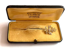 Antique Imperial Faberge 14k 56 Solid Gold Diamonds KF Pin Brooch