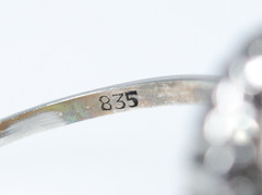 835 Silver – Antique Art Nouveau Ring/Seal / Engraving – Heliotrope U.Markasite