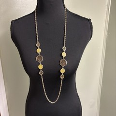 Vintage 70s Sarah Coventry Faux Taste Of Honey Long Station Necklace