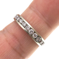 14k Solid White Gold Natural Diamond Band Ring with Brush Finish Size 7