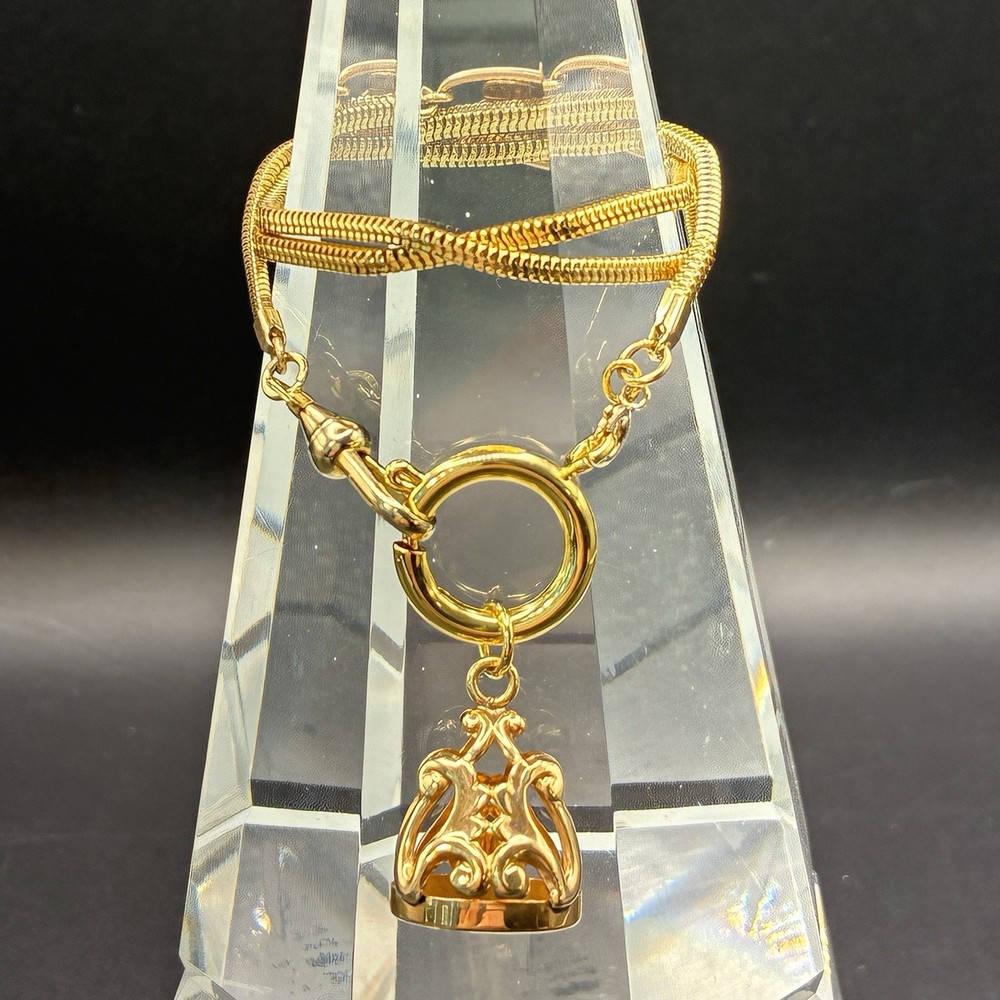 Vintage 12k Gold Filled Pocket Watch Chain FOB, Swivel Dog Clip, OMG Silky Chain