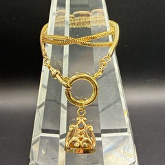 Vintage 12k Gold Filled Pocket Watch Chain FOB, Swivel Dog Clip, OMG Silky Chain