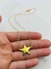 Vintage Gold Tone Celestial Star Charm Dainty Everyday Dainty 16” Necklace