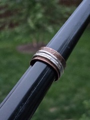 Vtg Modernist 925 Sterling Silver Copper Triple Spinner Band Ring Size 9.5