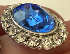 Yves Saint Laurent YSL Blue Faux Sapphire Faceted Cabochon Rhinestone Earrings