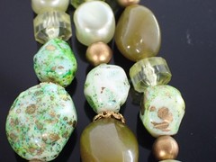 Vintage West Germany Multi Strand Green Bead Necklace 16.5–18″
